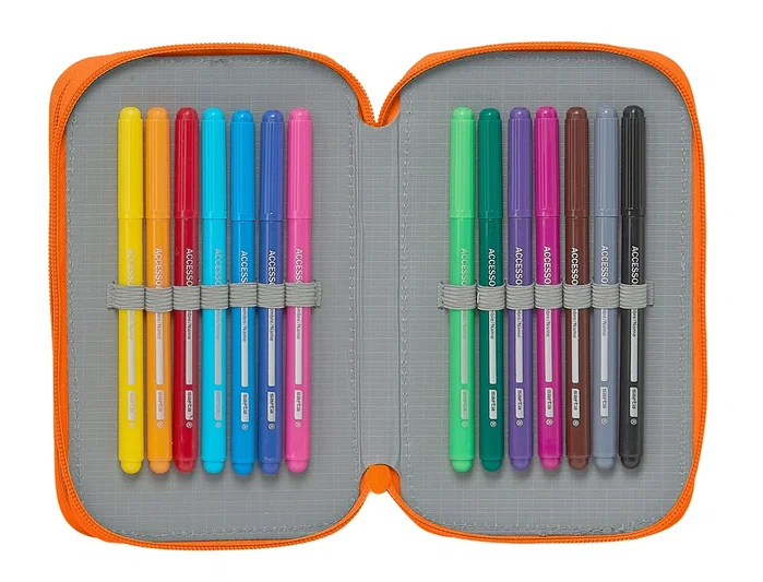 Safta Plumier Valencia Basket Club Doble Cremallera 28 Pcs Azul y Naranja