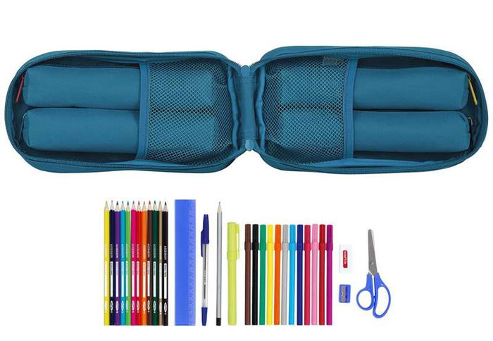 Safta Plumier Mochila C/4 Port. Llenos Blackfit8 Egeo Azul