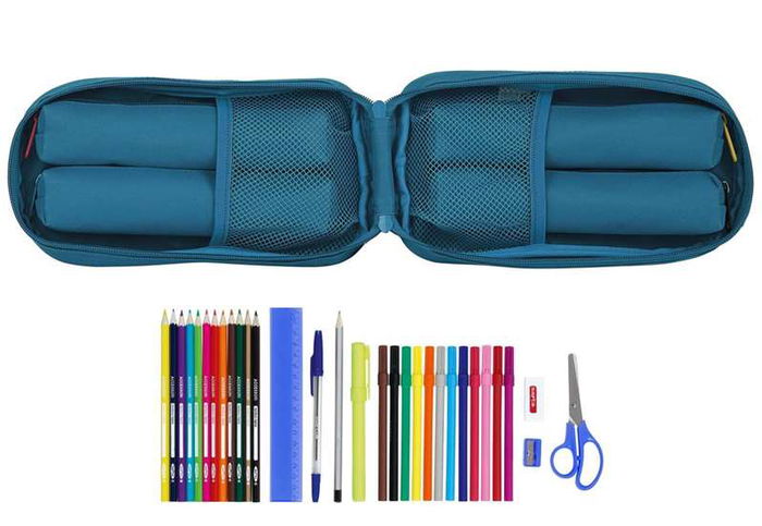 Safta Plumier Mochila C/4 Port. Llenos Blackfit8 Egeo Azul