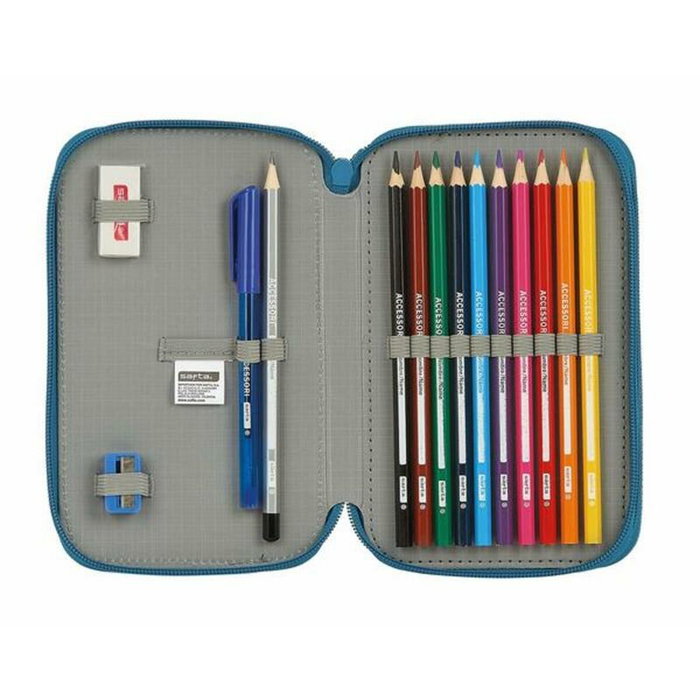 Safta Plumier Blackfit8 Egeo Doble Cremallera Azul