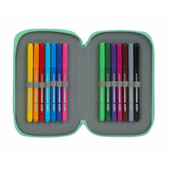Safta Plumier Blackfit8 Turquesa Doble Cremallera 28 Pcs