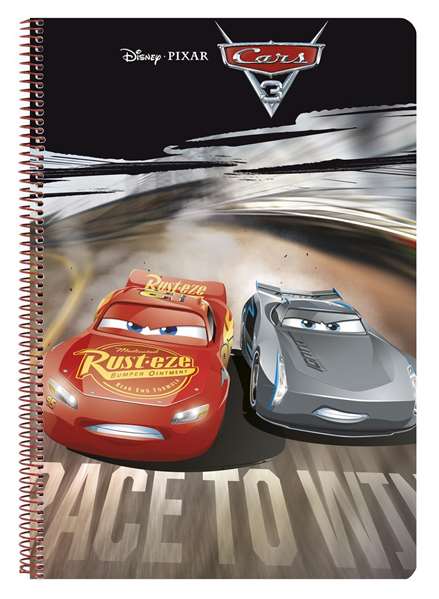 Safta Cuaderno espiral folio 80 h 60 gr cuadro 4 mm tapa extradura Cars 3