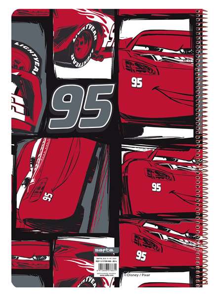 Safta Cuaderno espiral folio 80 h 60 gr cuadro 4 mm tapa extradura Cars 3