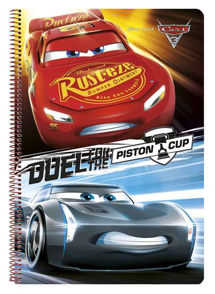 Safta Cuaderno espiral folio 80 h 60 gr cuadro 4 mm tapa extradura Cars 3