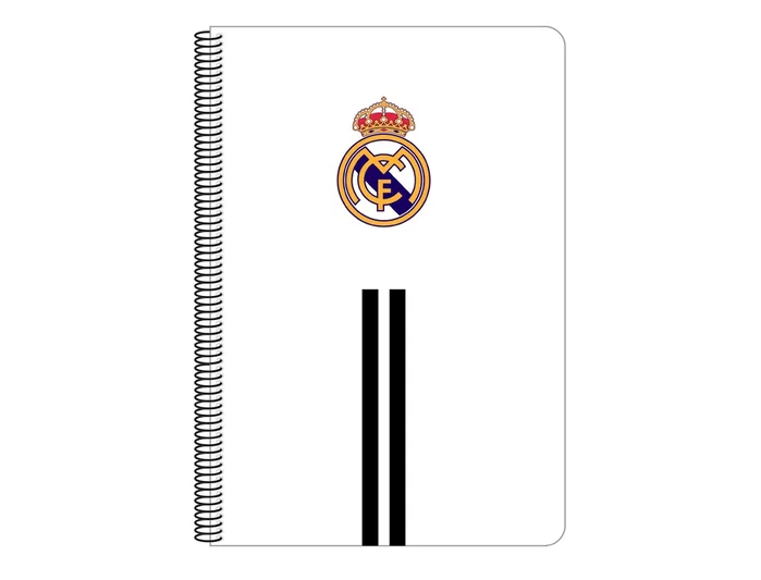 Cuaderno Espiral Safta Folio 80 H 60 gr Cuadro 4 mm Tapa Extradura Real Madrid 1 Equipacion 20-21