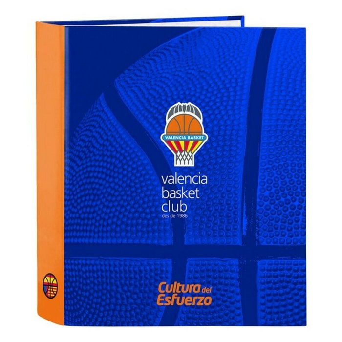 Safta Carpeta Valencia Basket Club 4 Anillas Folio Azul y Naranja
