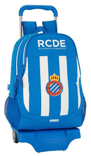 Safta Mochila 665+carro 905 Rcd Espanyol 32x44x16 cm Blanco y Azul