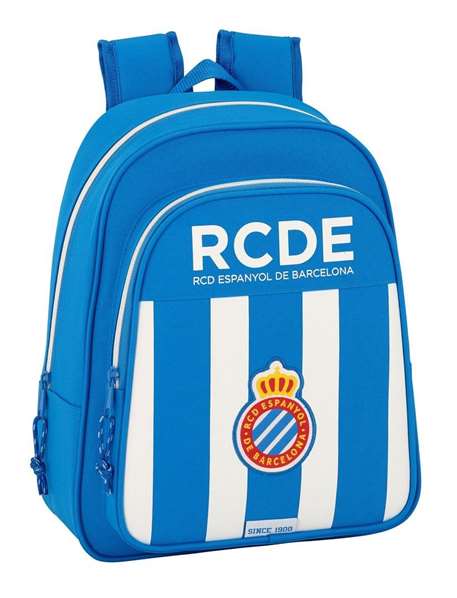 Safta Mochila Infantil RCD Espanyol Adapt. Carro 27x33x10 cm Blanco y Azul