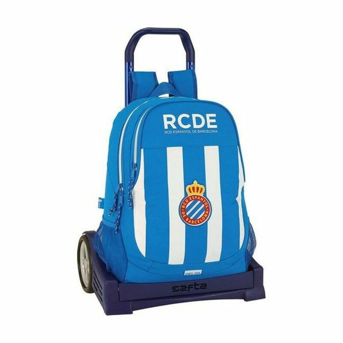 Safta Cartera Escolar con Carro R.C.D. Español Blanco y Azul