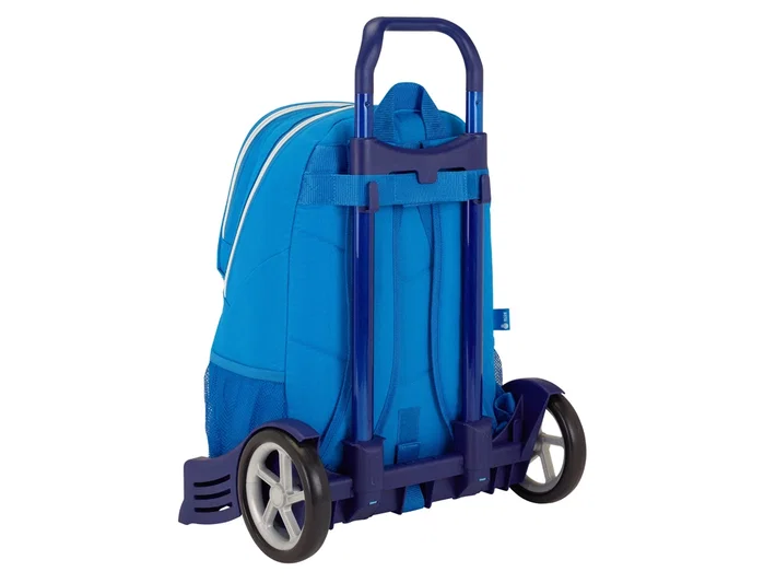 Safta Cartera Escolar con Carro R.C.D. Español Blanco y Azul