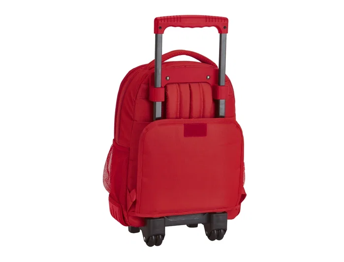 Safta Cartera Escolar con Carro Sporting de Gijón Mochila Grande con Ruedas Compact Roja