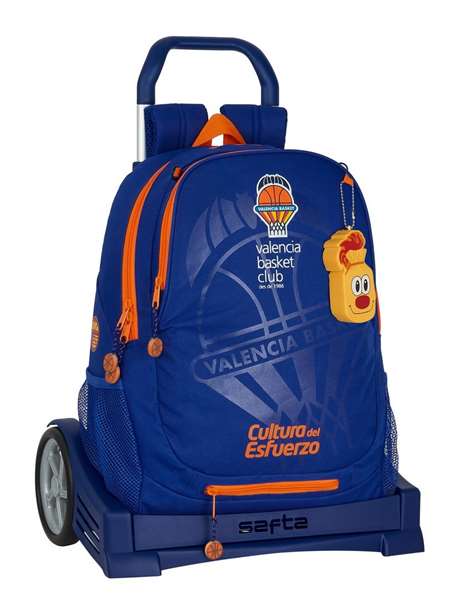 Safta Mochila con Carro Evolution Valencia Basket 665, Color Azul y Naranja, 32x44x16cm