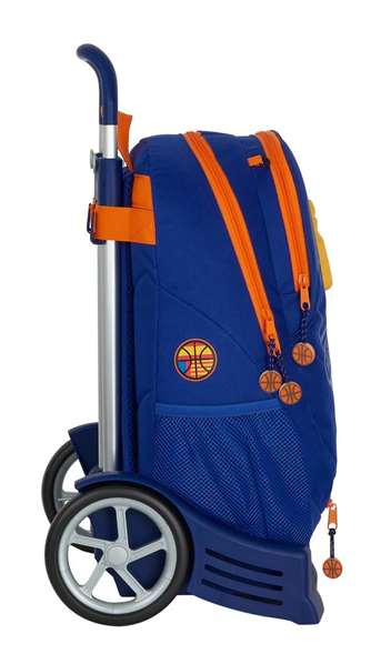 Safta Mochila con Carro Evolution Valencia Basket 665, Color Azul y Naranja, 32x44x16cm