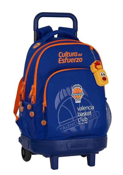 Mochila Escolar con Ruedas Compact Valencia Basket M918 Azul Naranja (33 x 45 x 22 cm)