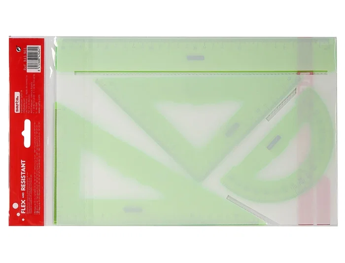 Safta Juego de Reglas Flexible Escuadra Cartabón con 3 Colores Safta Juego de Reglas Flexible Escuadra Cartabón con 3 Colores