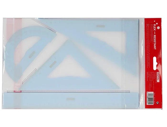 Safta Juego de Reglas Flexible Escuadra Cartabón con 3 Colores Safta Juego de Reglas Flexible Escuadra Cartabón con 3 Colores