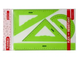 Safta Juego de Reglas Flexible Escuadra Cartabón con 3 Colores