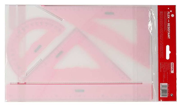 Safta Estuche de Dibujo con Reglas Flexibles, Surtido de 3 Colores