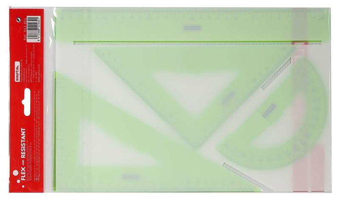 Safta Estuche de Dibujo con Reglas Flexibles, Surtido de 3 Colores
