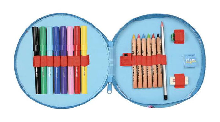 Plumier Cleo & Cuquin Good Night Redondo Azul (18 Piezas)