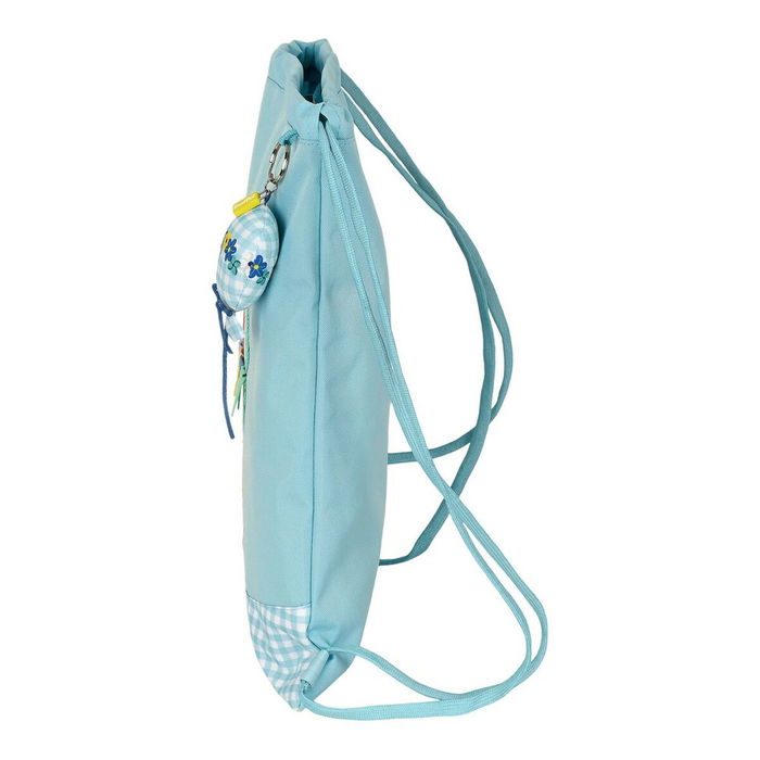 Bolsa Mochila con Cuerdas BlackFit8 Fly with me Blanco Azul cielo (35 x 40 x 1 cm)