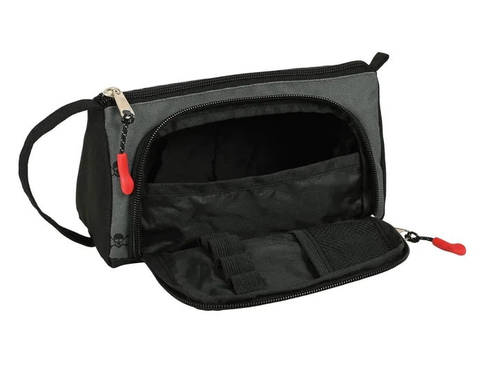 Estuche Escolar BlackFit8 Skull Negro Gris 20 x 11 x 8.5 cm