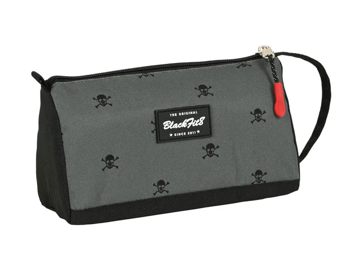 Estuche Escolar BlackFit8 Skull Negro Gris 20 x 11 x 8.5 cm