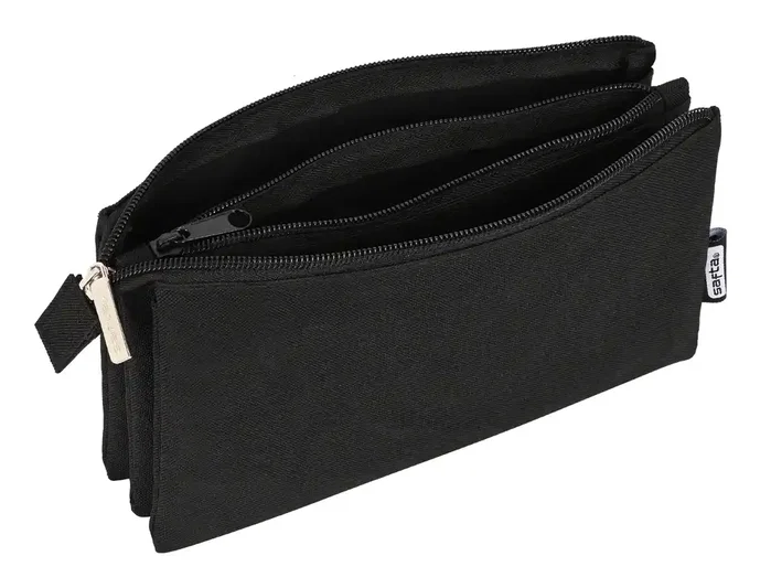 Safta Estuche Portatodo Triple Negro 22x12x3cm Safta Estuche Portatodo Triple Negro 22x12x3cm
