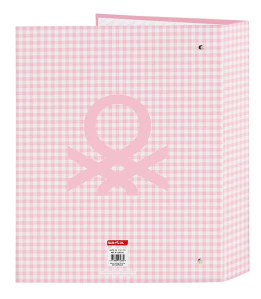 Carpeta de anillas Benetton Vichy Rosa A4 27 x 33 x 6 cm