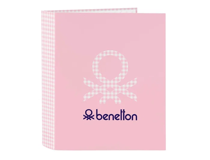 Safta Carpeta Benetton Vichy 4 Anillas Lomo Ancho Rosa Claro