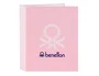 Safta Carpeta Benetton Vichy 4 Anillas Lomo Ancho Rosa Claro
