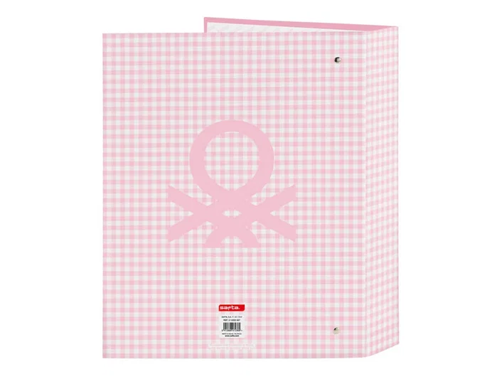 Safta Carpeta Benetton Vichy 4 Anillas Lomo Ancho Rosa Claro