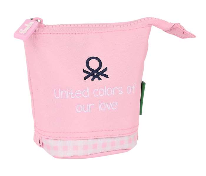Estuche Cubilete Benetton Vichy Rosa (8 x 19 x 6 cm)