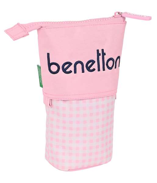Estuche Cubilete Benetton Vichy Rosa (8 x 19 x 6 cm)
