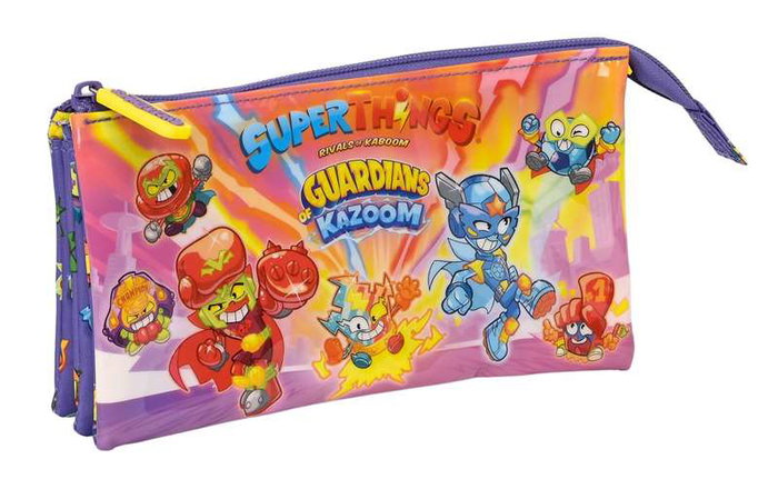 Safta Portatodo Triple Superthings Guardians of Kazoom Morada y Amarilla