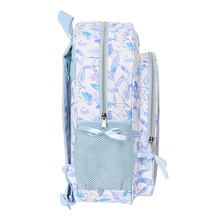 Mochila Escolar Frozen Memories Plateado Azul Blanco 32 X 38 X 12 cm