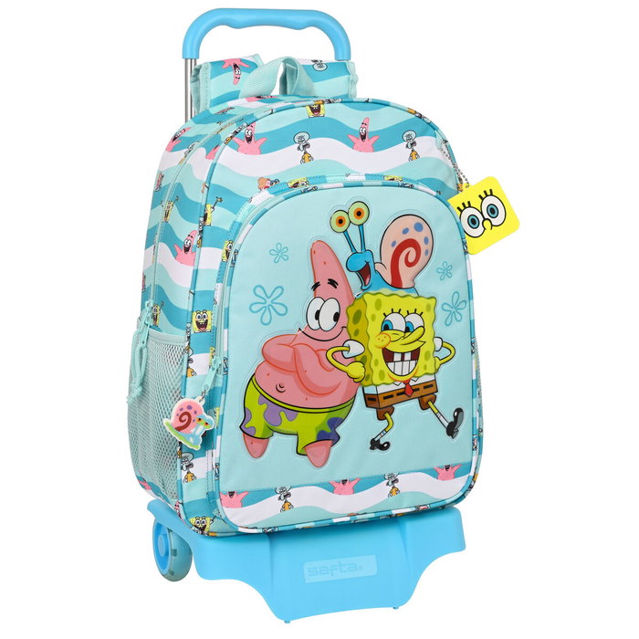 Mochila Escolar con Ruedas Spongebob Stay positive Azul Blanco (33 x 42 x 14 cm) Mochila Escolar con Ruedas Spongebob Stay positive Azul Blanco (33 x 42 x 14 cm)