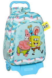 Mochila Escolar con Ruedas Spongebob Stay positive Azul Blanco (33 x 42 x 14 cm)