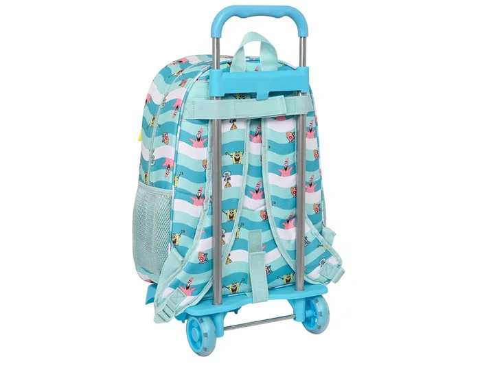Safta Set Escolar con Mochila y Carro Bob Esponja Stay Positive Azul y Blanca
