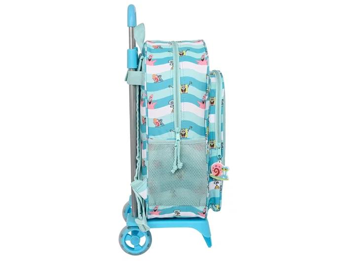 Safta Set Escolar con Mochila y Carro Bob Esponja Stay Positive Azul y Blanca