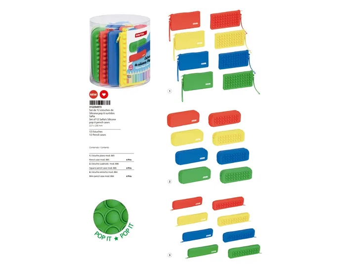 Estuche Escolar Safta Pop It Multicolor Set (12 Piezas)