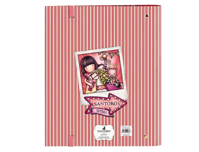 Safta Carpeta 4 Anillas A4 Gorjuss™ Fairground Carousel con Recambio de 100 Hojas, Salmón