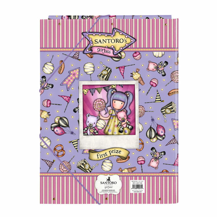 Safta Carpeta Gorjuss Fairground First Prize con 3 Solapas y Gomas, Lila