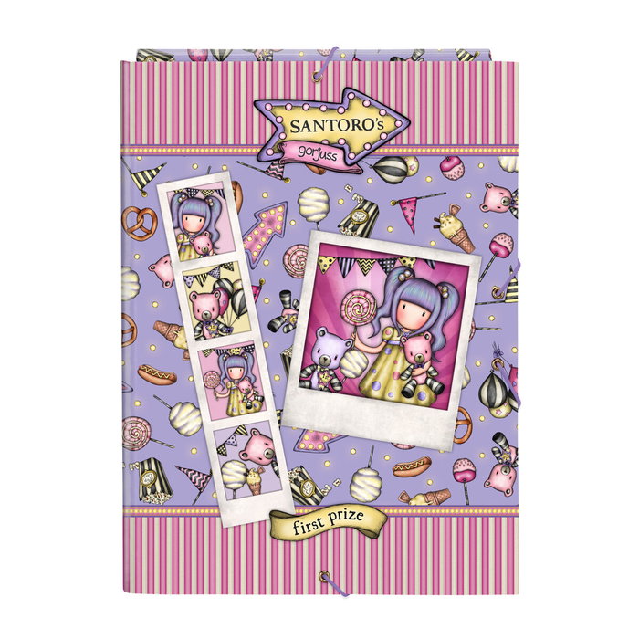 Safta Carpeta Gorjuss Fairground First Prize con 3 Solapas y Gomas, Lila