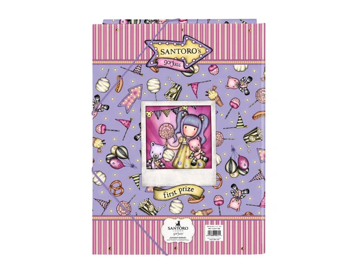 Safta Carpeta Gorjuss Fairground First Prize con 3 Solapas y Gomas, Lila