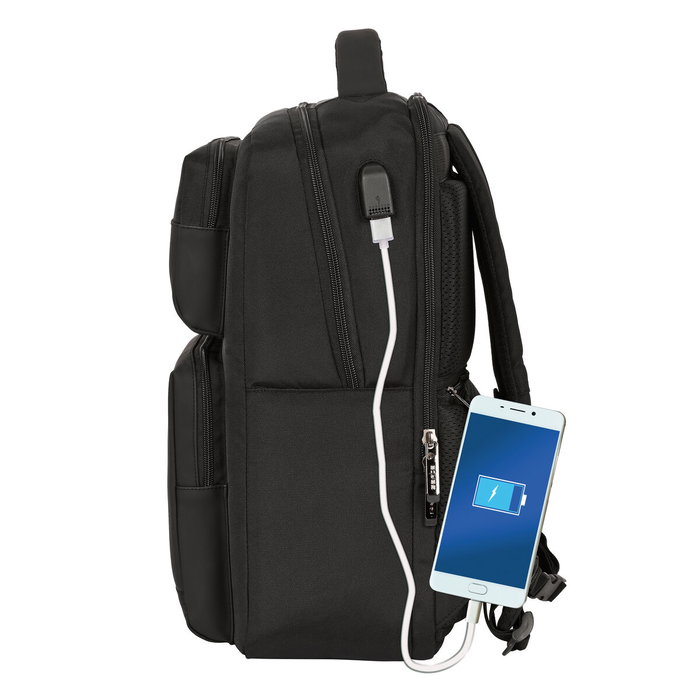 Safta Mochila Business con 2 bolsillos, para portátil de 15,6'' y USB - Negra