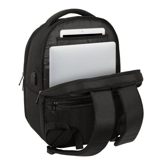 Safta Business Mochila para Portátil 15,6'' y 14,1'', Tablet 9,7'' con USB, Negra