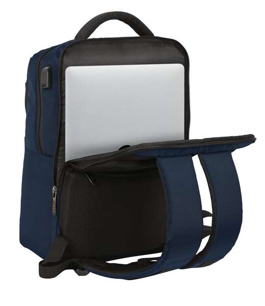Safta Mochila Business portatil 15,6'' con USB, Azul Oscuro, 31x44x13cm