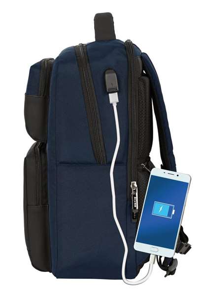 Safta Mochila Business portatil 15,6'' con USB, Azul Oscuro, 31x44x13cm