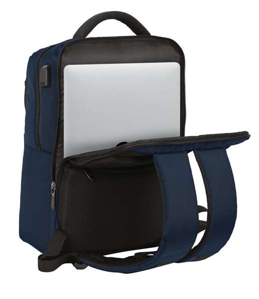 Safta Mochila Business portatil 15,6'' con USB, Azul Oscuro, 31x44x13cm